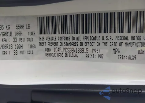 2016 Jeep Cherokee Limited z USA, uszkodzony, nr VIN 1C4PJMDS2GW133915